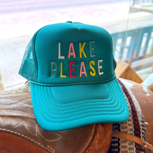 Trucker Hat - Teal "Lake Please"
