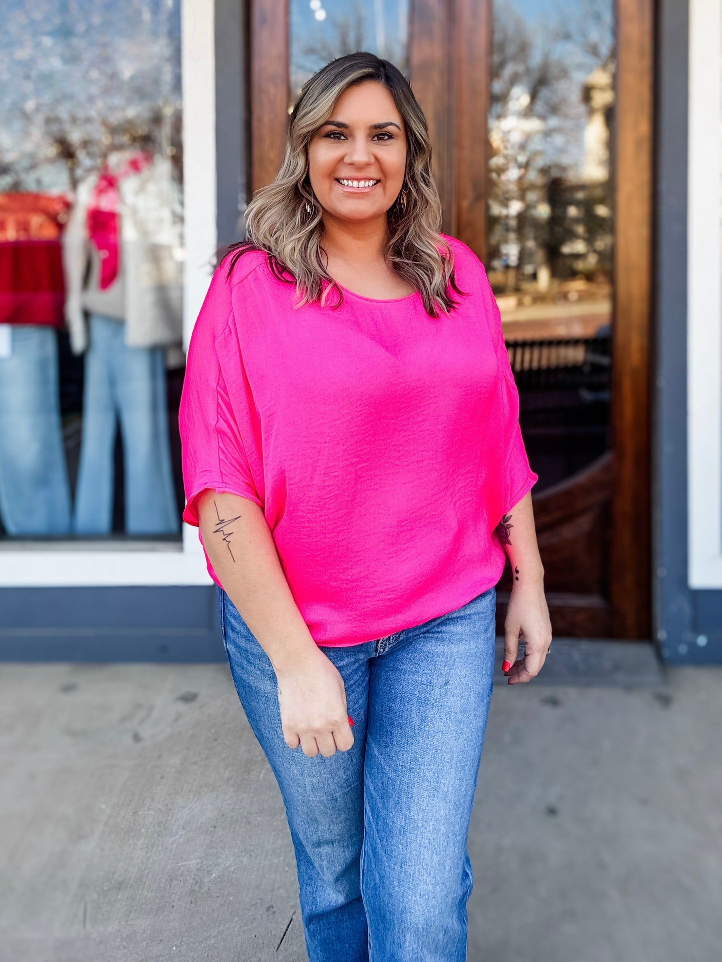 3/4 Sleeve Batwing Blouse