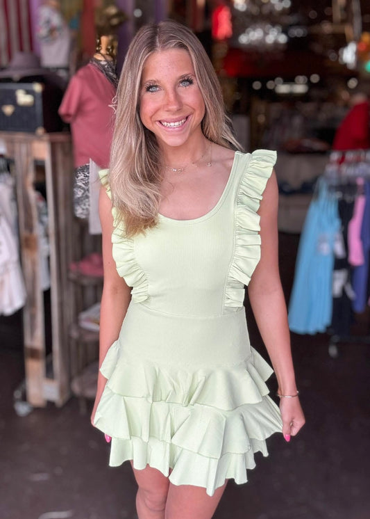 Dress | Mint Tiered Ruffle Skirt Detailing