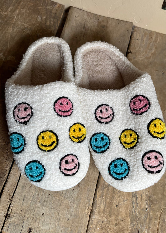 Rainbow Smile Plush Slippers