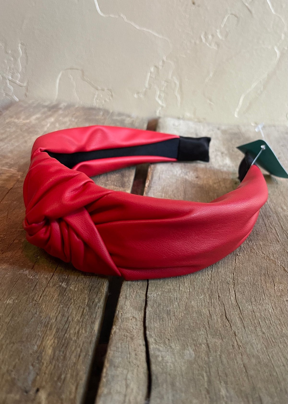 Hair Accessories | Red Faux Leather Top Knot Headband