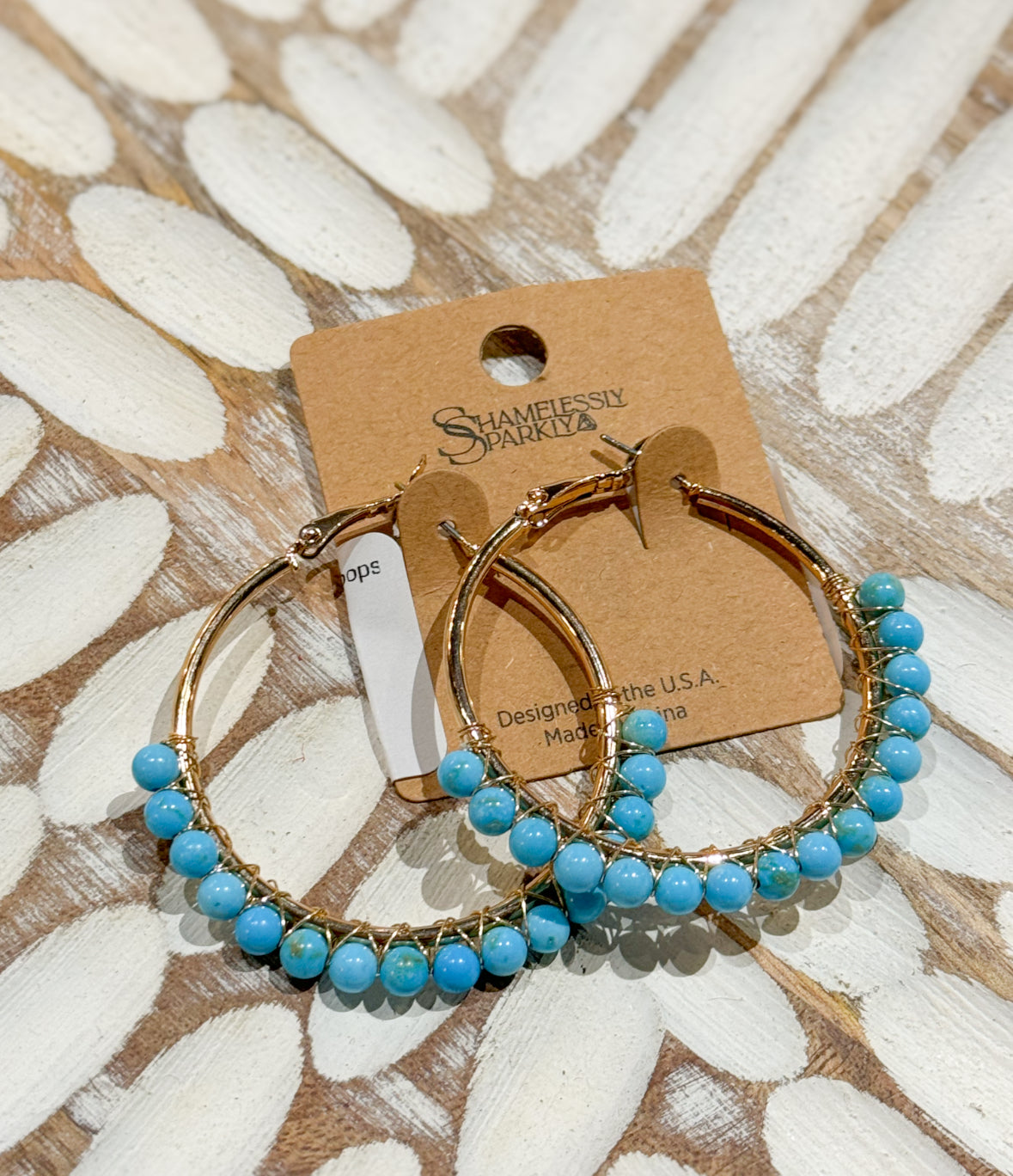 Earrings | Blue Turquoise Stone Hoops