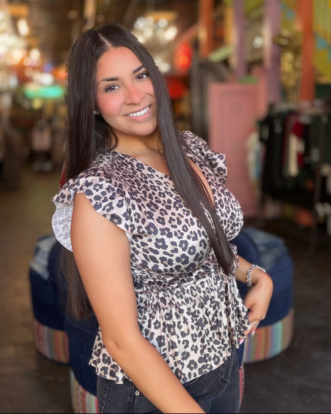 Leopard Pleated Blouse