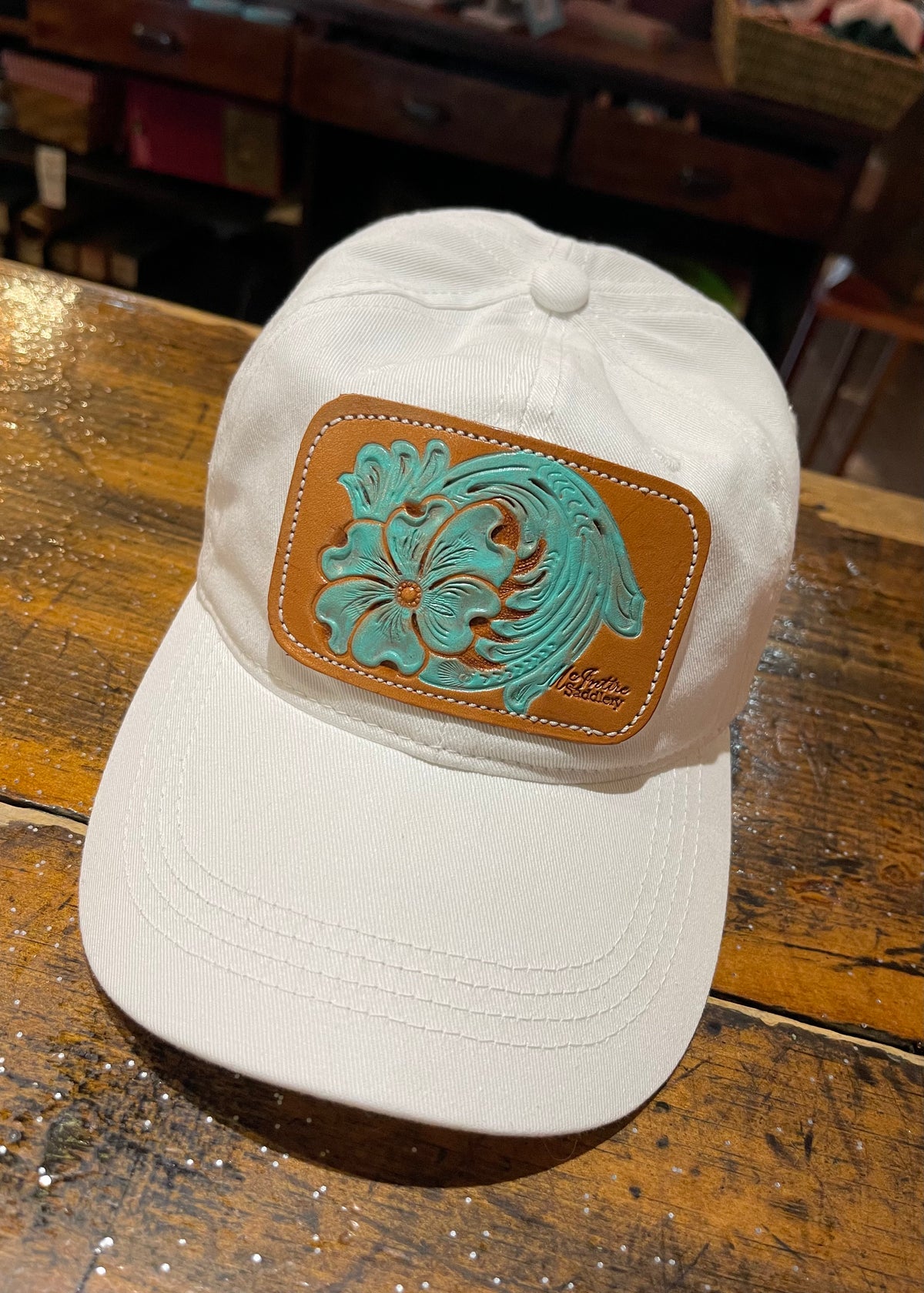 McIntire Saddlery | Cap White With Turquoise Floral