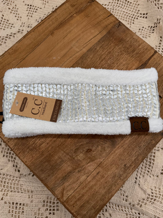Accessories | C.C Head Wrap Metallic Foil Ivory/Silver