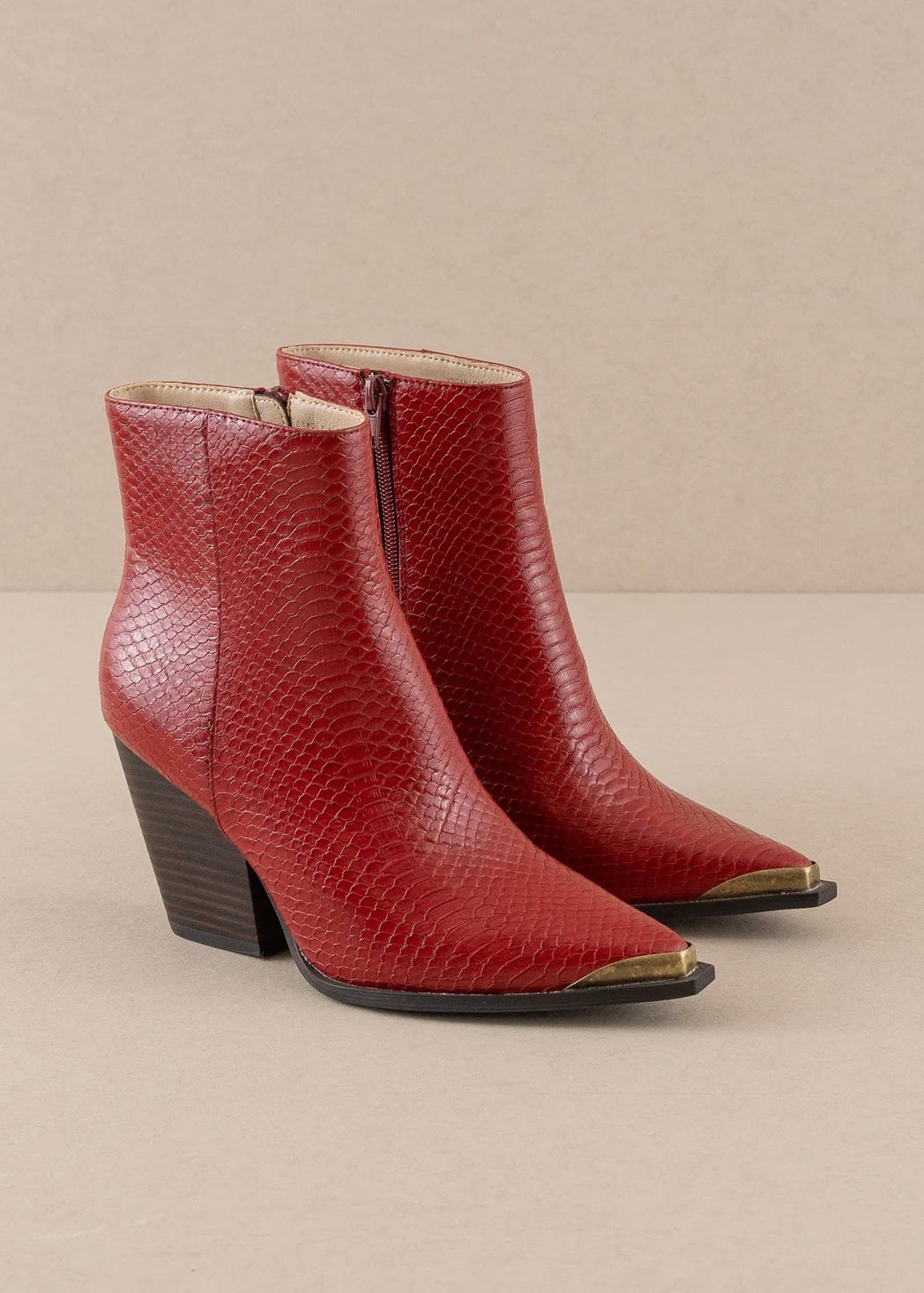 Shoes | Red Pointed Toe Cap Bootie