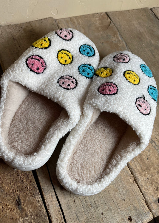 Rainbow Smile Plush Slippers