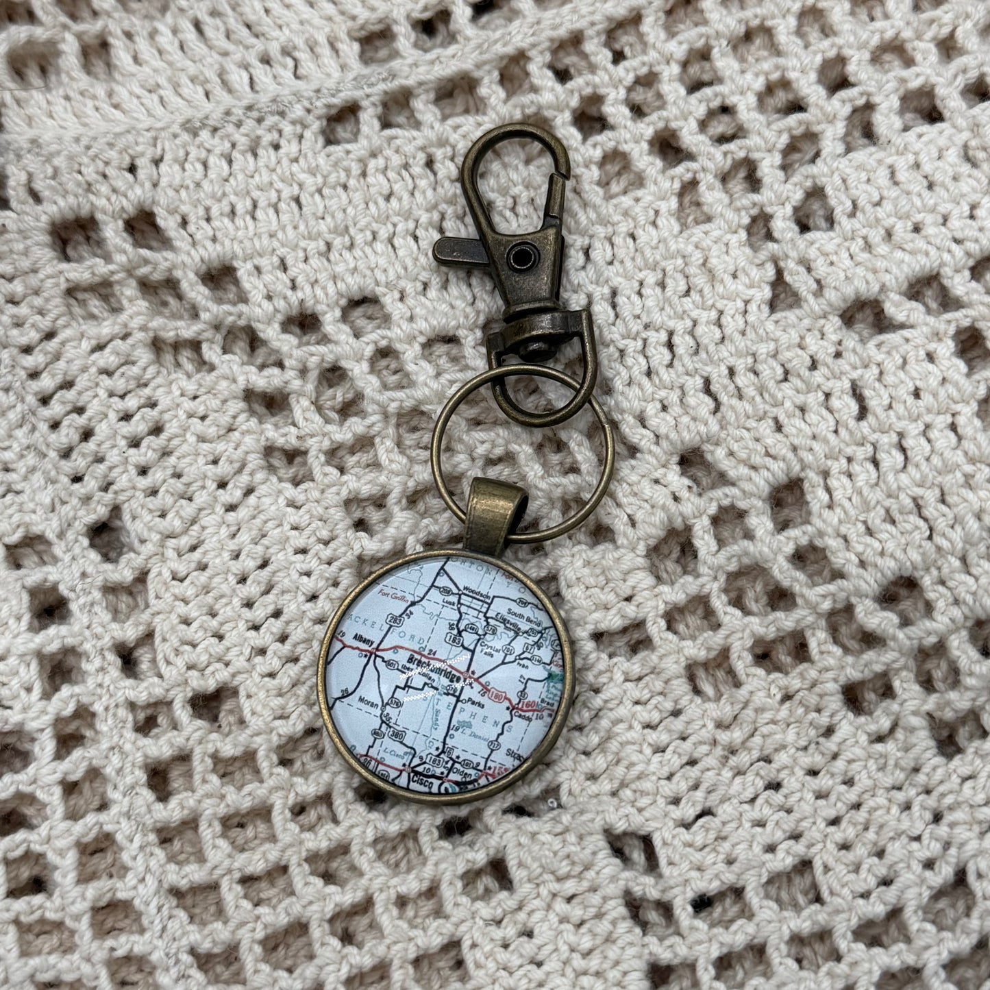 Breckenridge Texas Map Keychain