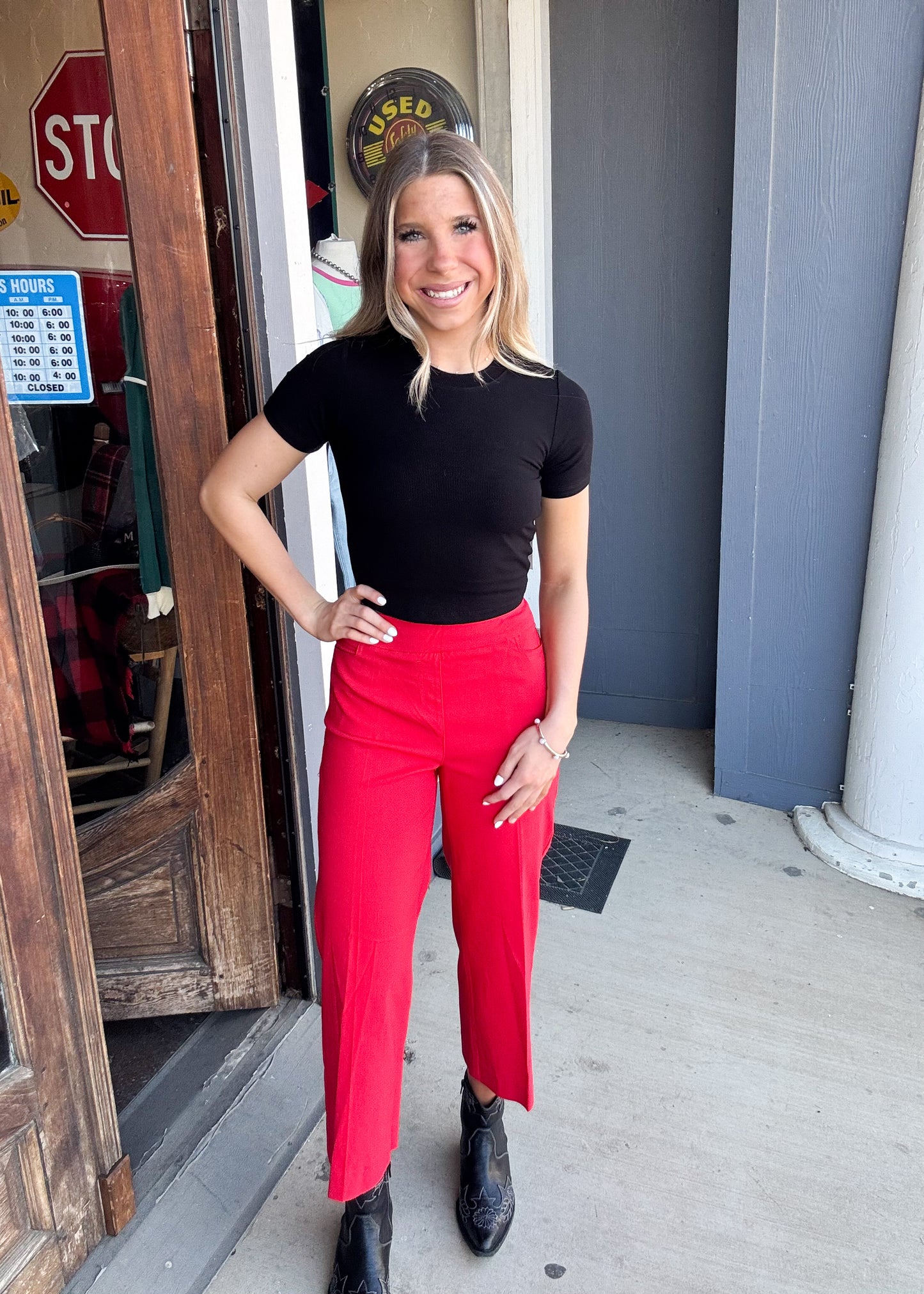 Bottoms | Thin Her Pull On Wide Leg Crop Pant