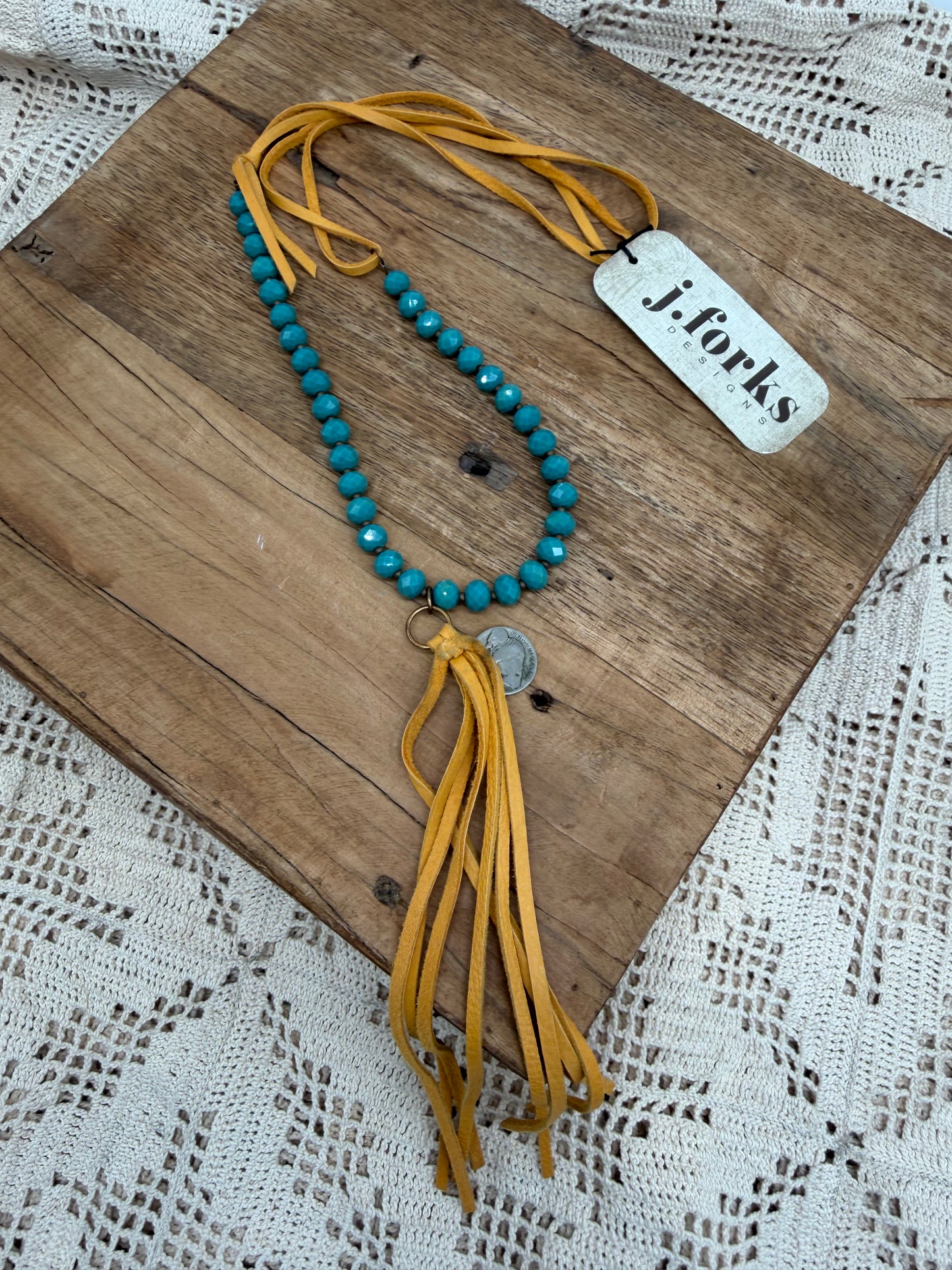 J. Forks Mustard Tassel Necklace