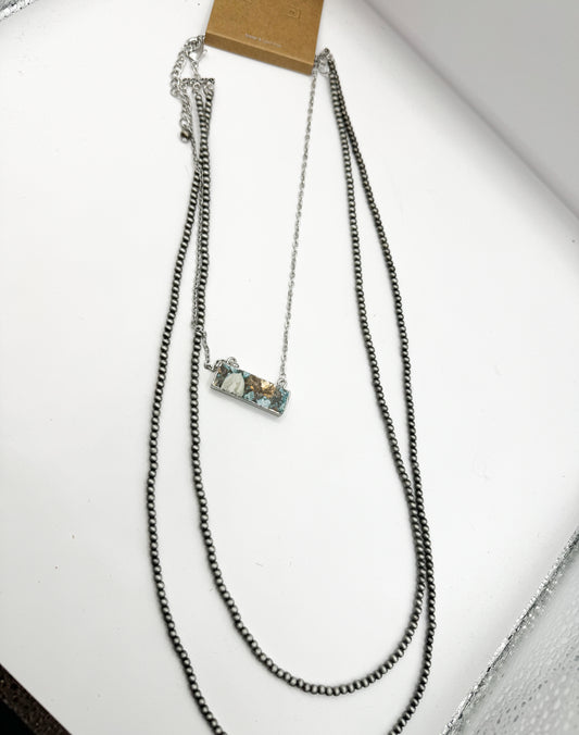 Necklace | Navajo pearl Bar Gemstone Necklace