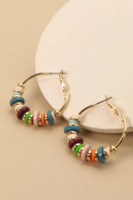 Earrings | Disc Beads Hoop Earrings