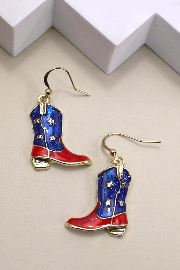 Earrings | Fourth of July Boots Star Western