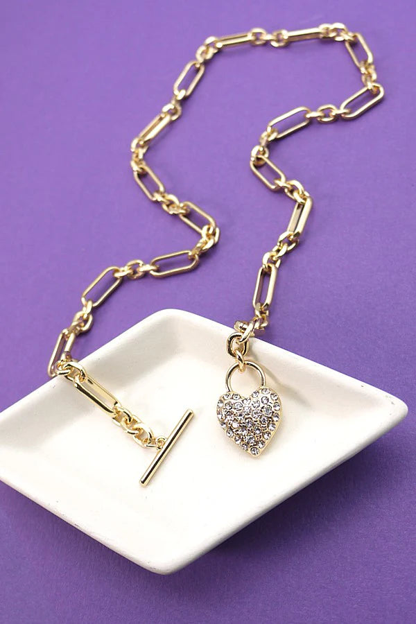Jewelry | Necklace Heart CZ Chain Link Handmade