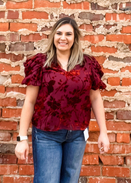 THML Blouse Puff Velvet