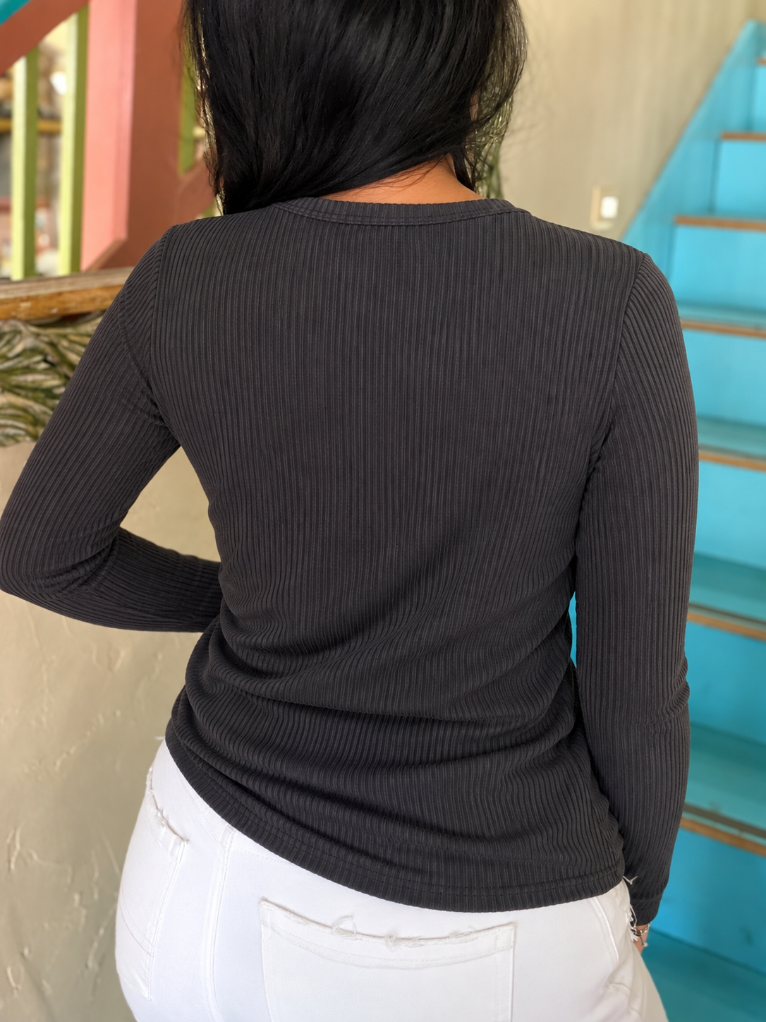 Top - Brush Ribbed Black