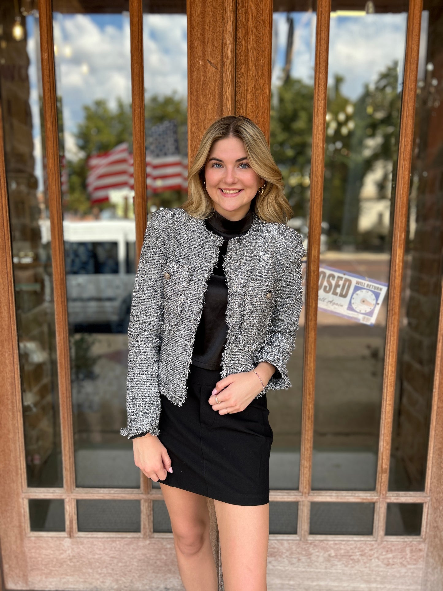 Jacket | Silver Lurex Boucle Short