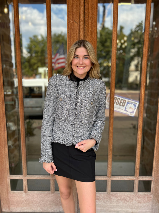 Jacket | Silver Lurex Boucle Short