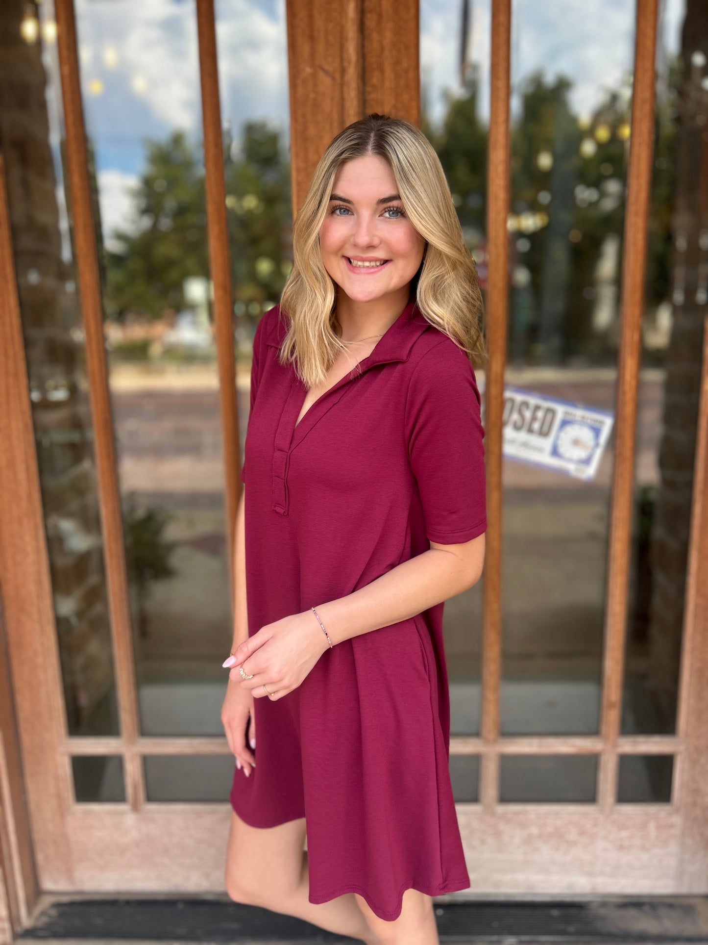 Dress | Mini Burgundy Half Sleeve Polo