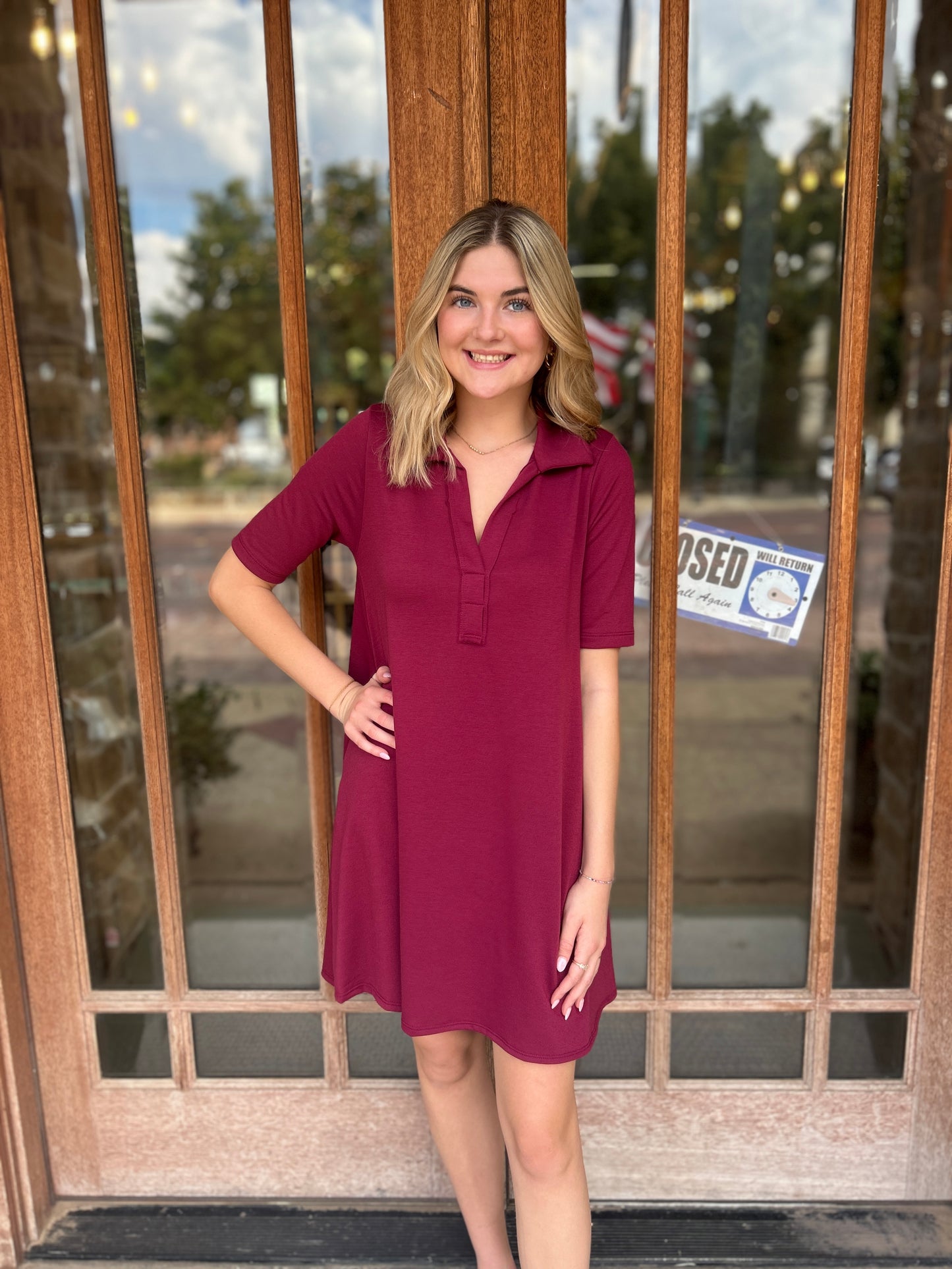 Dress | Mini Burgundy Half Sleeve Polo