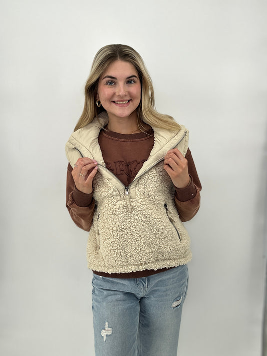 Tops | Vest Sherpa Contrast High Stand Collar