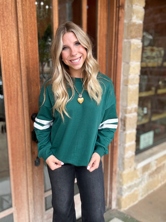 Tops | Sweater Striped Detail Green/White