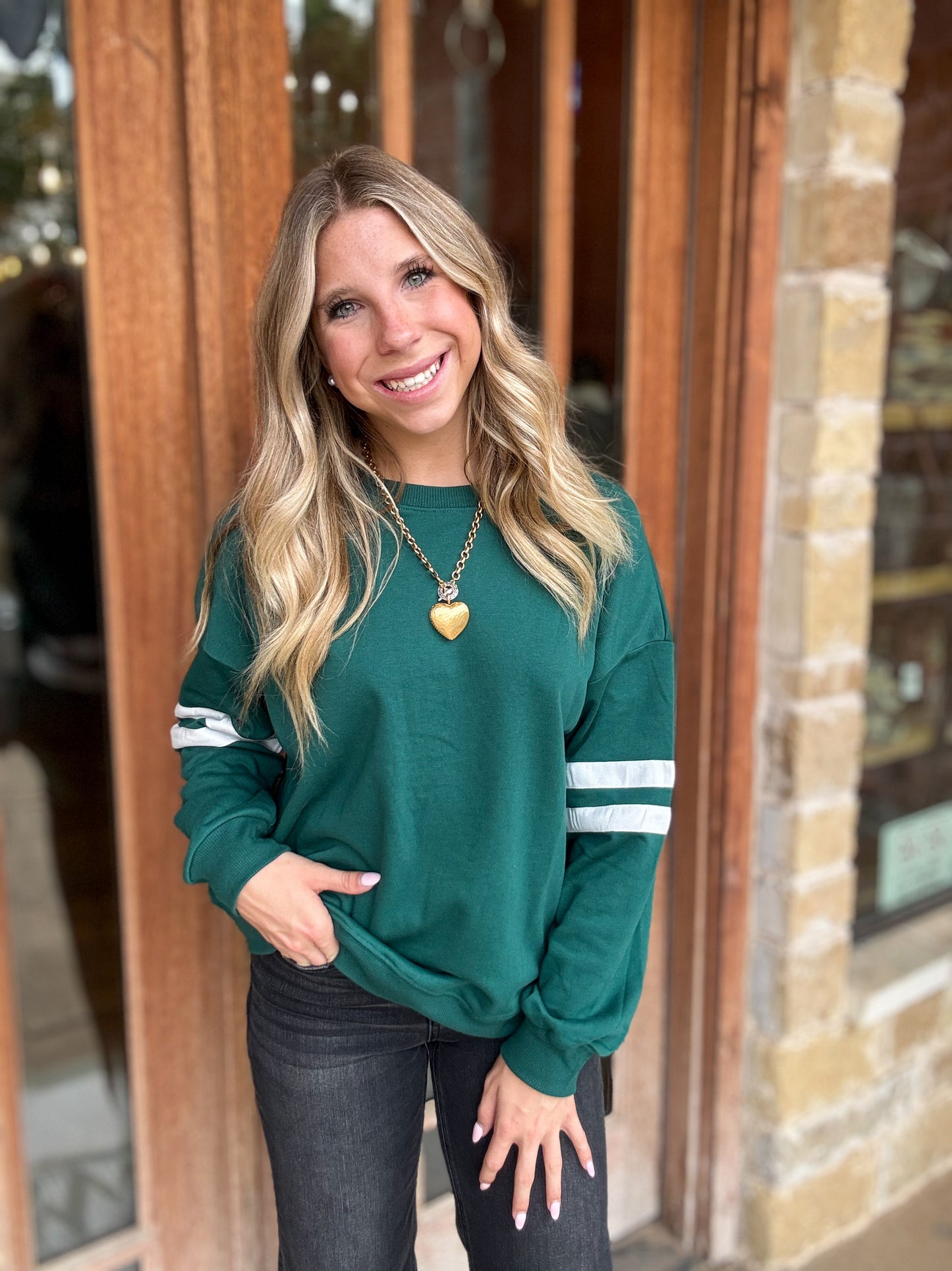 Tops | Sweater Striped Detail Green/White