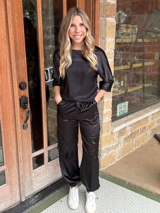 Sets | Satin Top And Cargo Pant