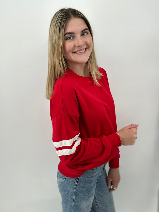 Tops | Sweater Striped Detail Red/White