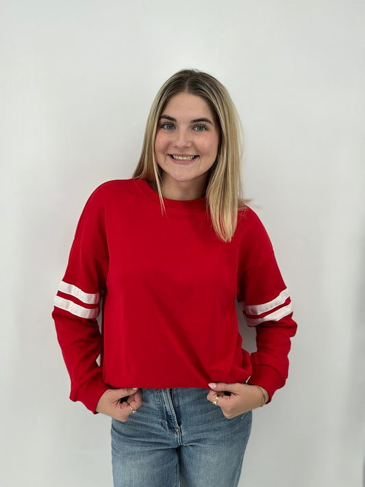 Tops | Sweater Striped Detail Red/White