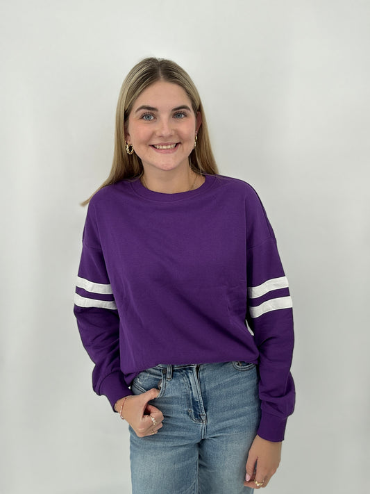 Tops | Sweater Striped Detail Purple/White