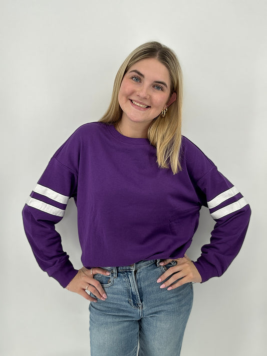 Tops | Sweater Striped Detail Purple/White