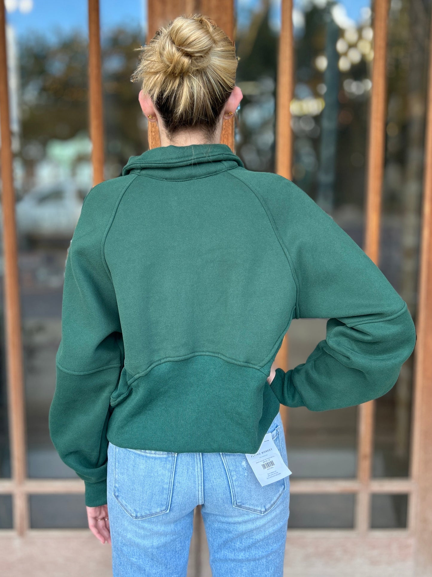 Tops | Pullover Dove Funnel Neck Half Zip Forest
