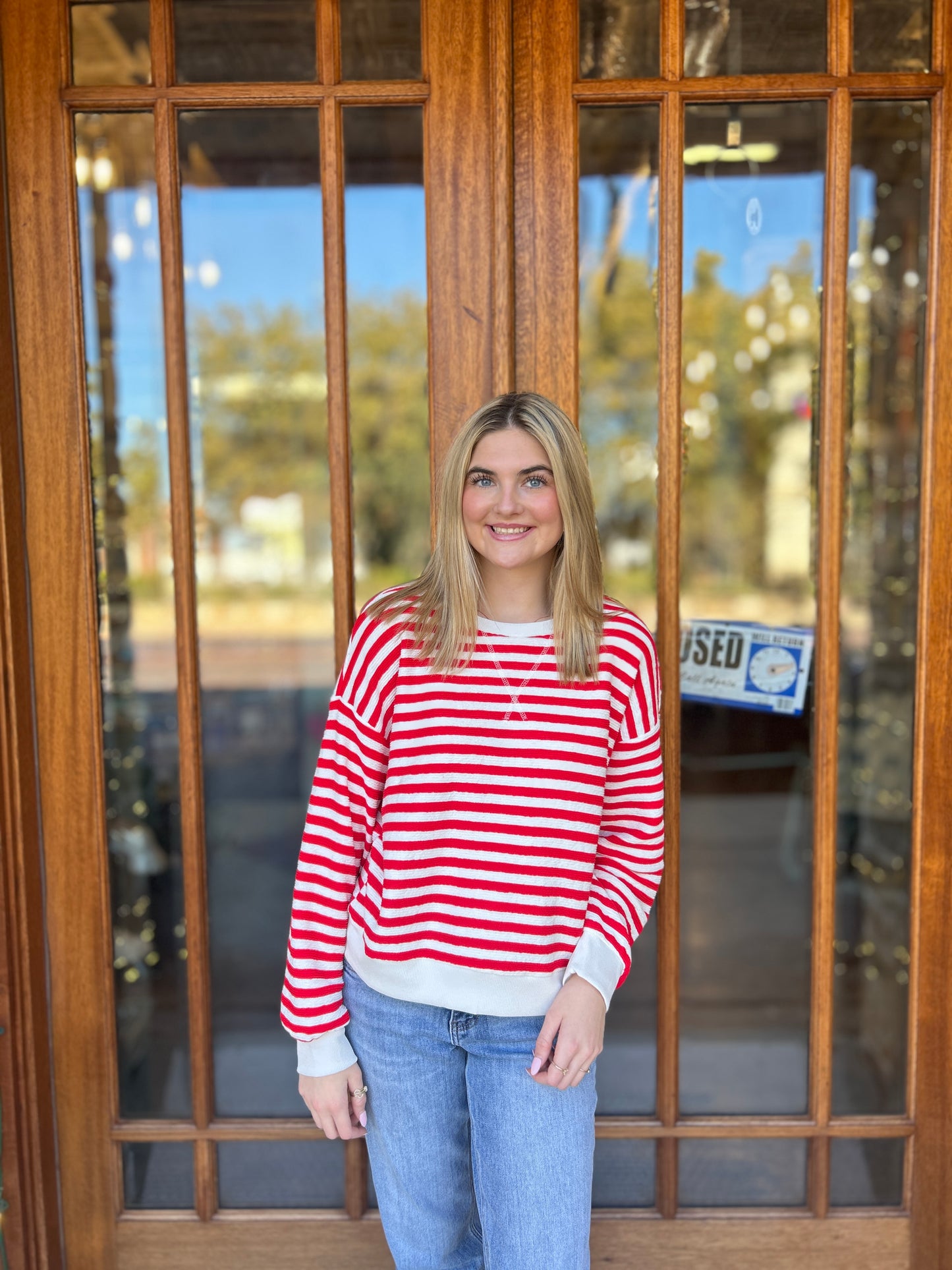 Tops | Striped Pullover Red/White