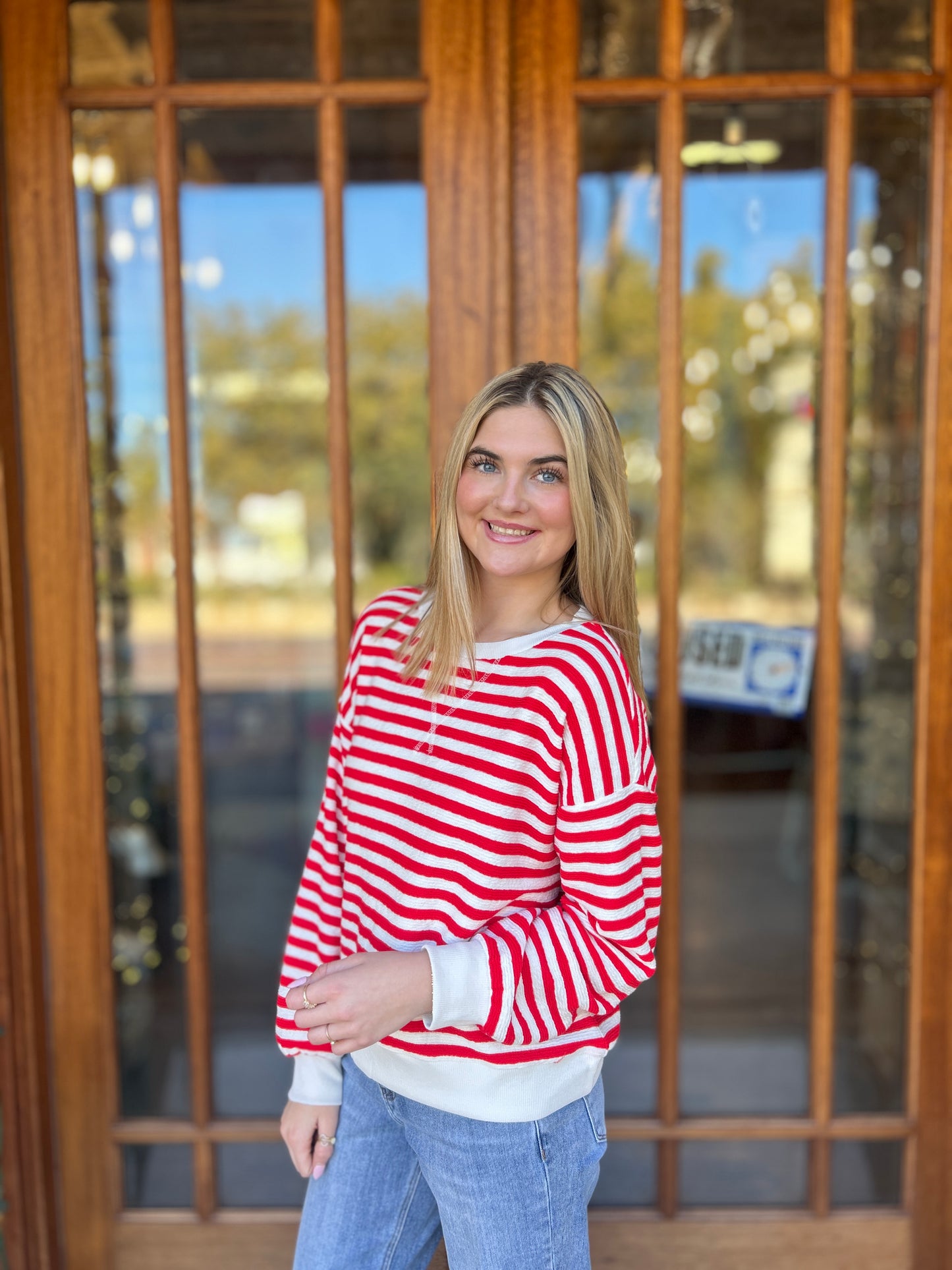 Tops | Striped Pullover Red/White