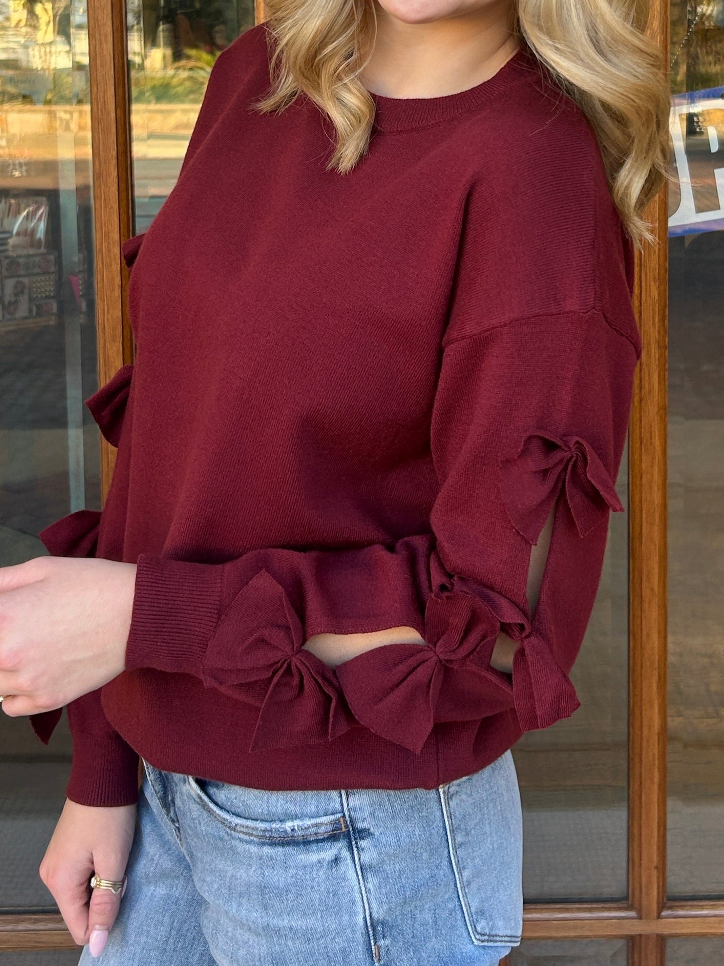 Bow Embellished Knit Sweater