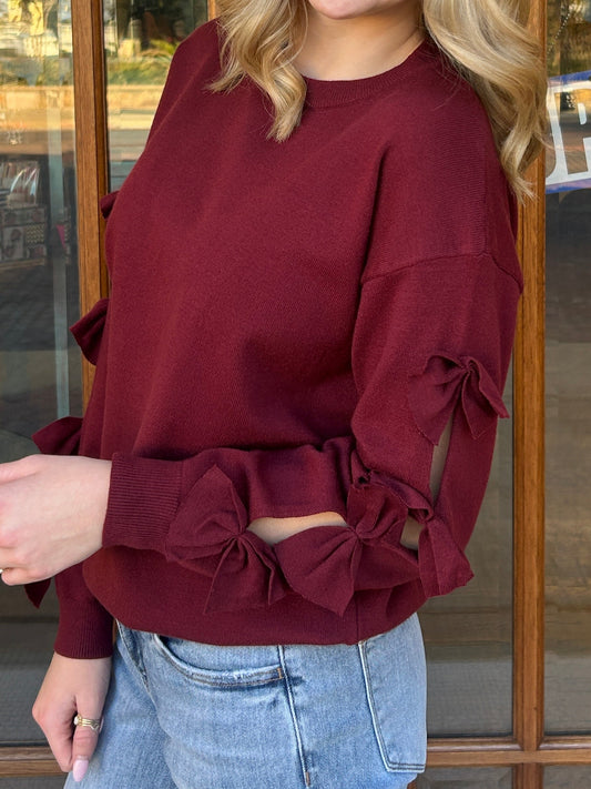 Bow Embellished Knit Sweater