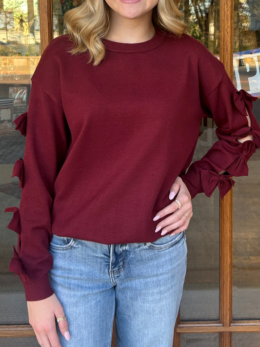 Bow Embellished Knit Sweater