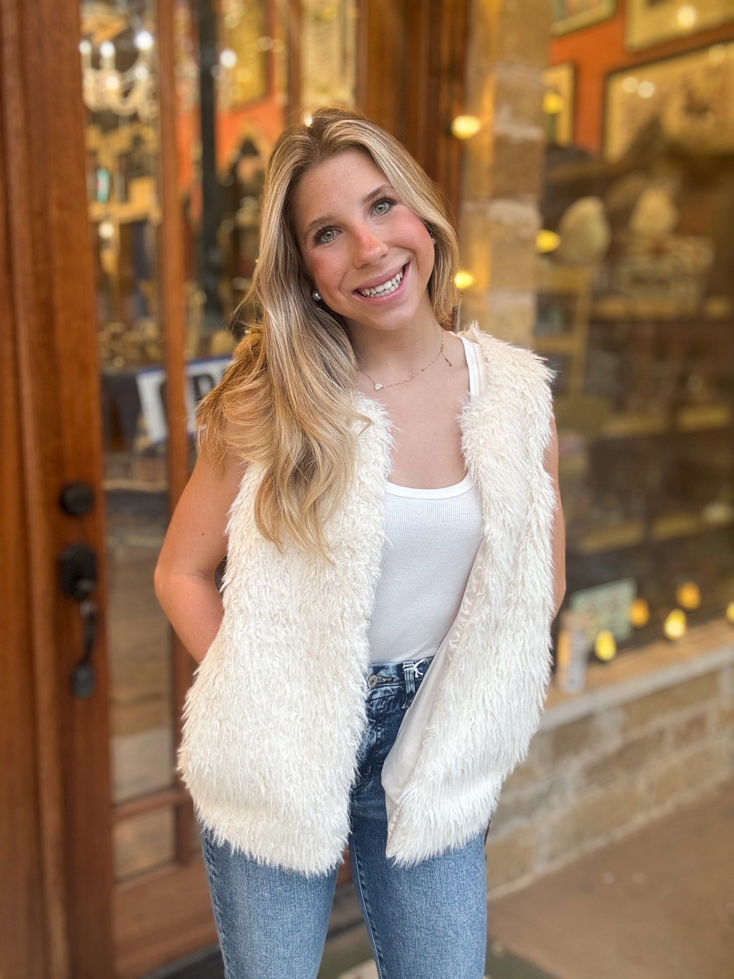 Faux Fur Cream Vest