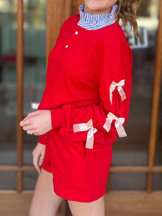 Red Bow Short Lounge Set