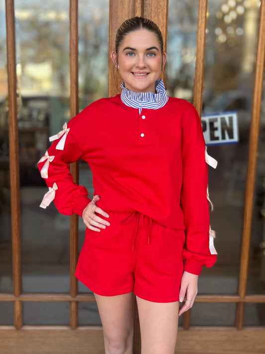 Red Bow Short Lounge Set