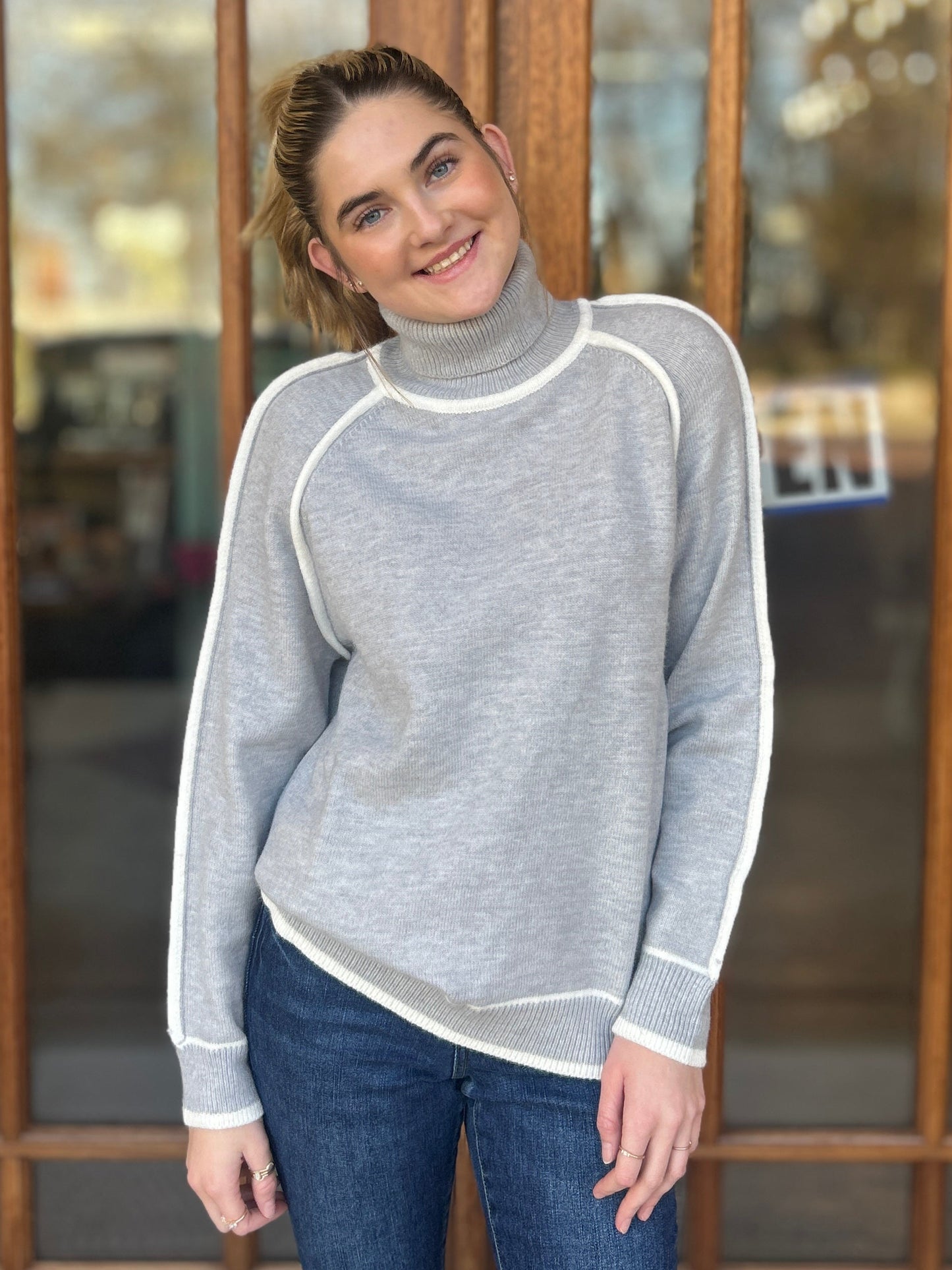 Gray Turtleneck Sweater