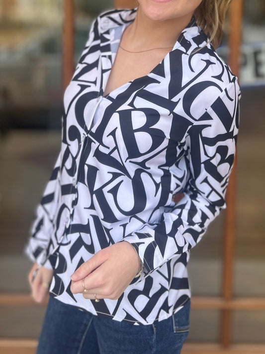 Blouse Long Sleeve Letters