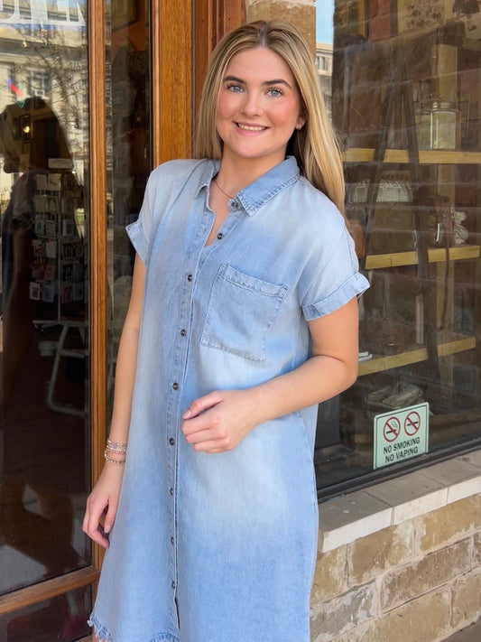 Denim Tencel Shirt Mini Dress