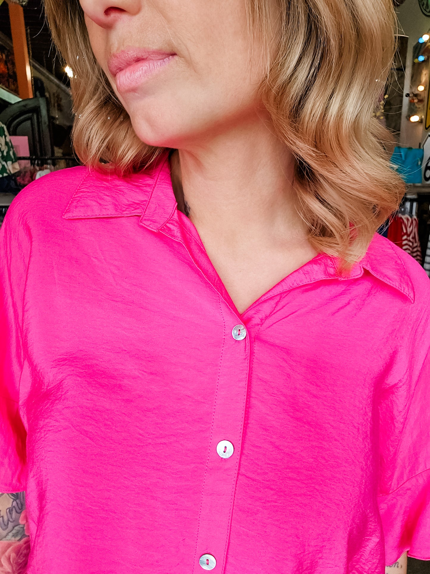 Blouse - Plus Size Pink Ruffle