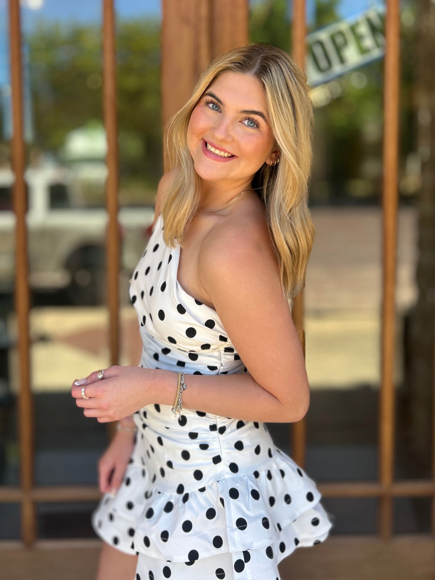 Dress - Polka Dot One Shoulder Mini