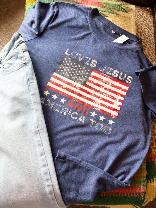 Retro Jesus & America Tee