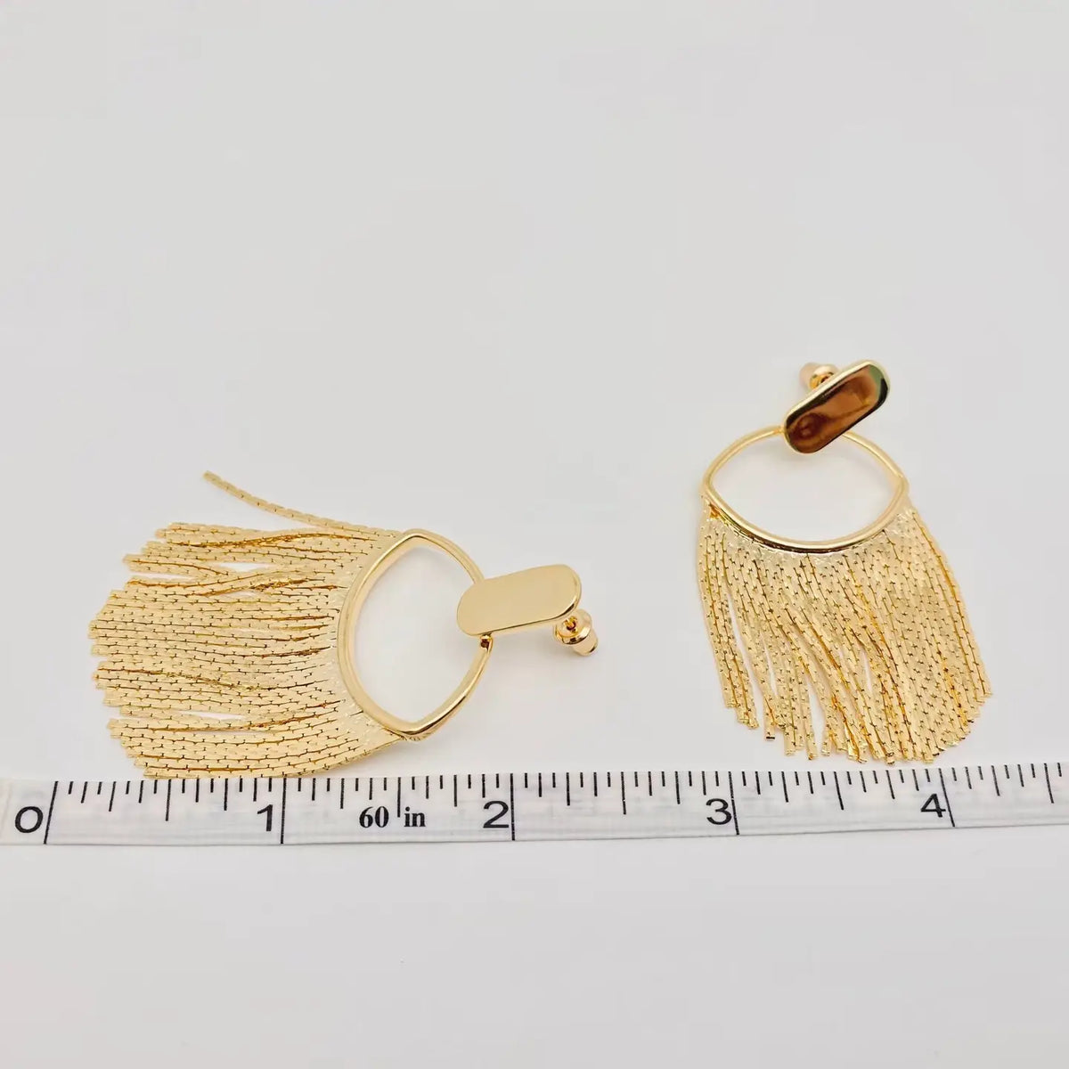 Earrings | Gold Plated Tassel Earrings W/Eyelash Shape Design