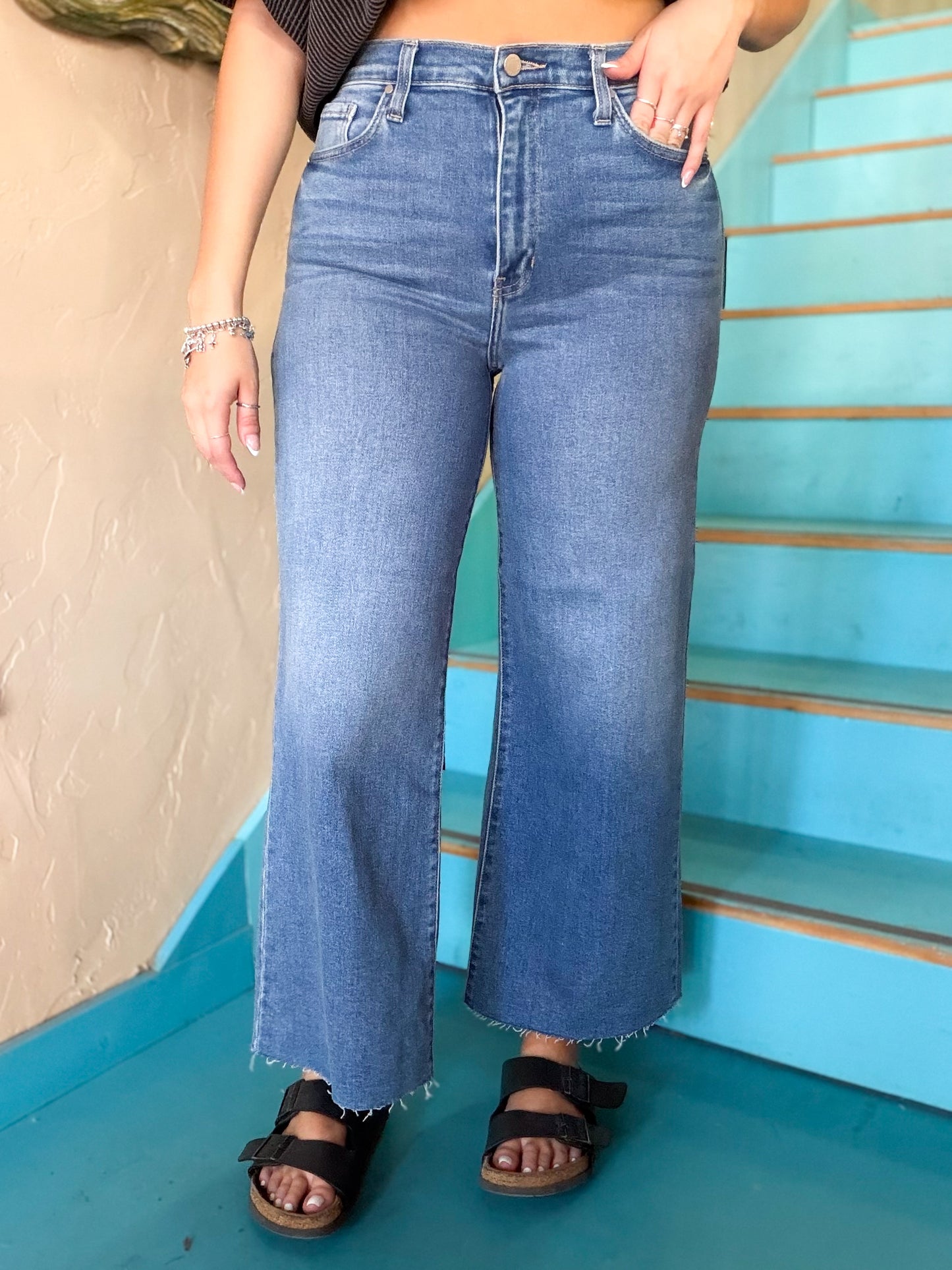 Pants - Just Black Denim Scissor Cut Wide Leg