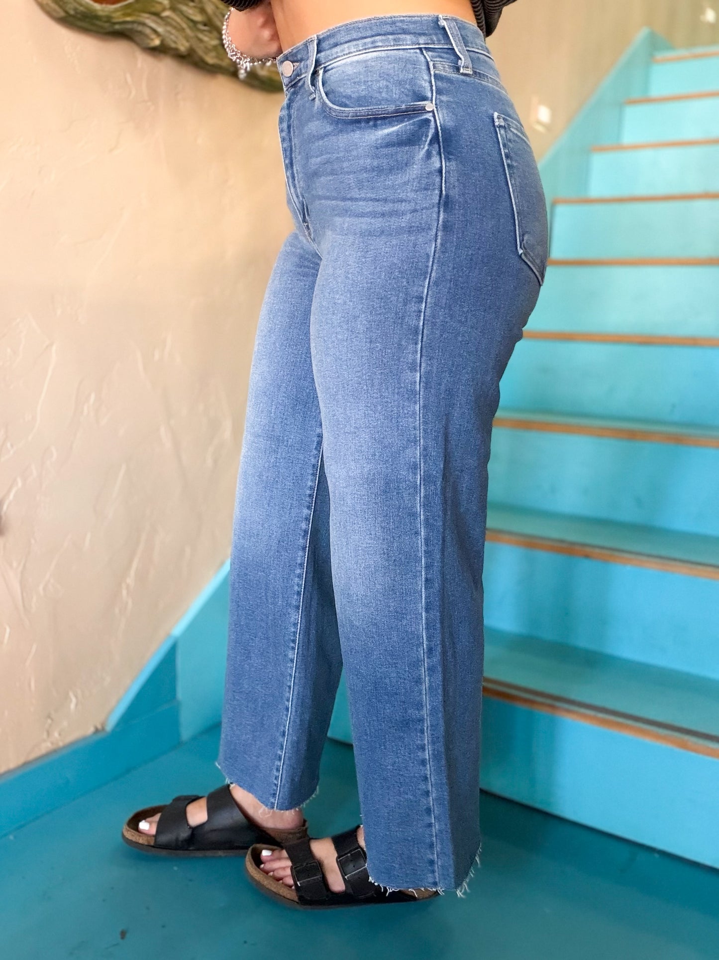 Pants - Just Black Denim Scissor Cut Wide Leg